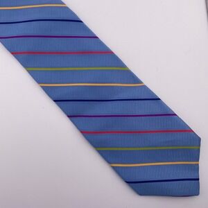 Gitman Bros. Silk‎ Striped Necktie Mens Blue Rainbow Stripe Formal Business